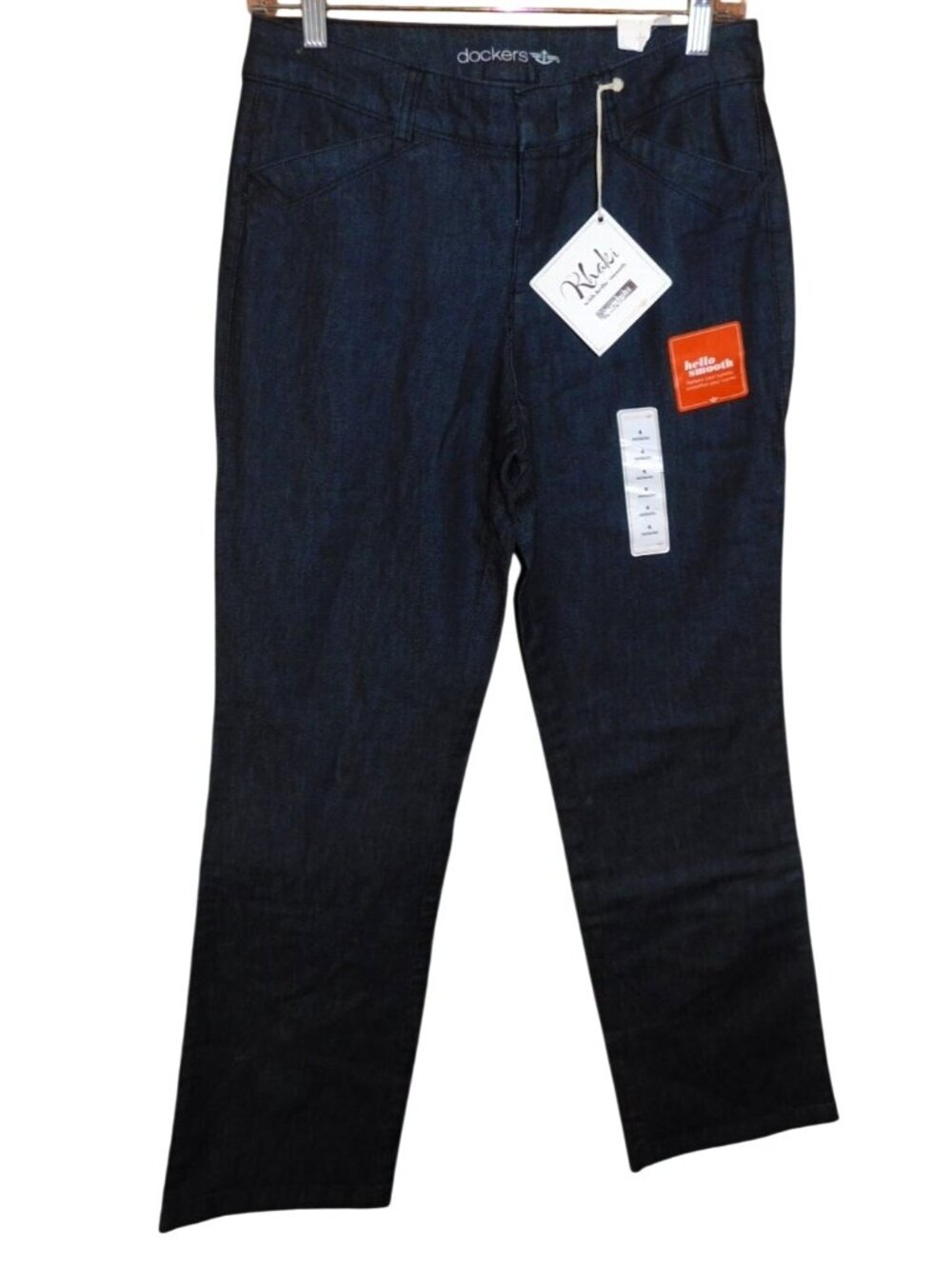 NWT Dockers Women's 4M Hello Smooth Dark Blue Khaki Pants Straight Leg Stretch